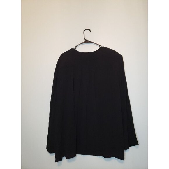 Vtg Lee David Womens L Kimono Long Sleeve Open Front Pull On Black Rayon NWT - Picture 2 of 5